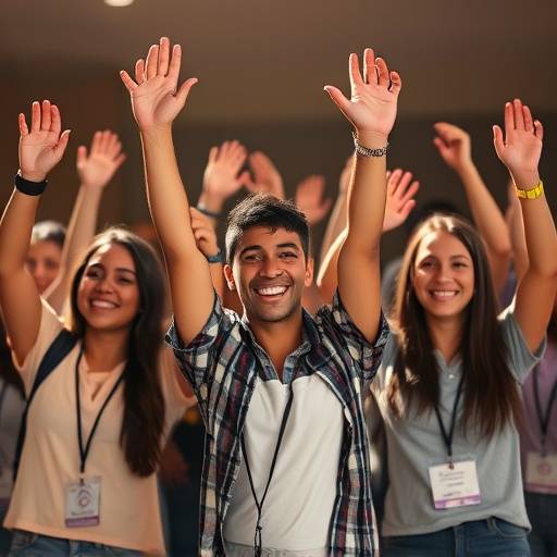 A group of SkillUp Interviews students joyfully celebrating their success with raised hands and beaming smiles, showcasing the positive outcomes of the training program.